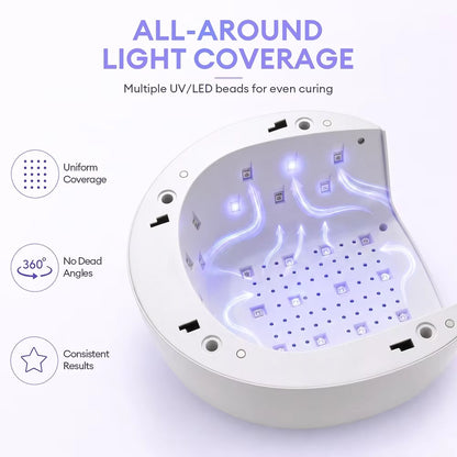 Dual-Zone LED Nail Lamp – Separate Thumb & Full-Hand Curing with Low Heat Mode