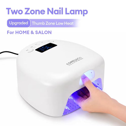 Dual-Zone LED Nail Lamp – Separate Thumb & Full-Hand Curing with Low Heat Mode