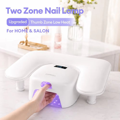 Dual-Zone LED Nail Lamp – Separate Thumb & Full-Hand Curing with Low Heat Mode