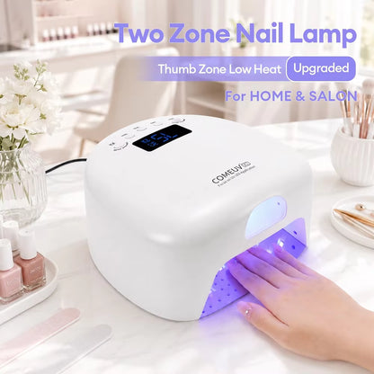 Dual-Zone LED Nail Lamp – Separate Thumb & Full-Hand Curing with Low Heat Mode