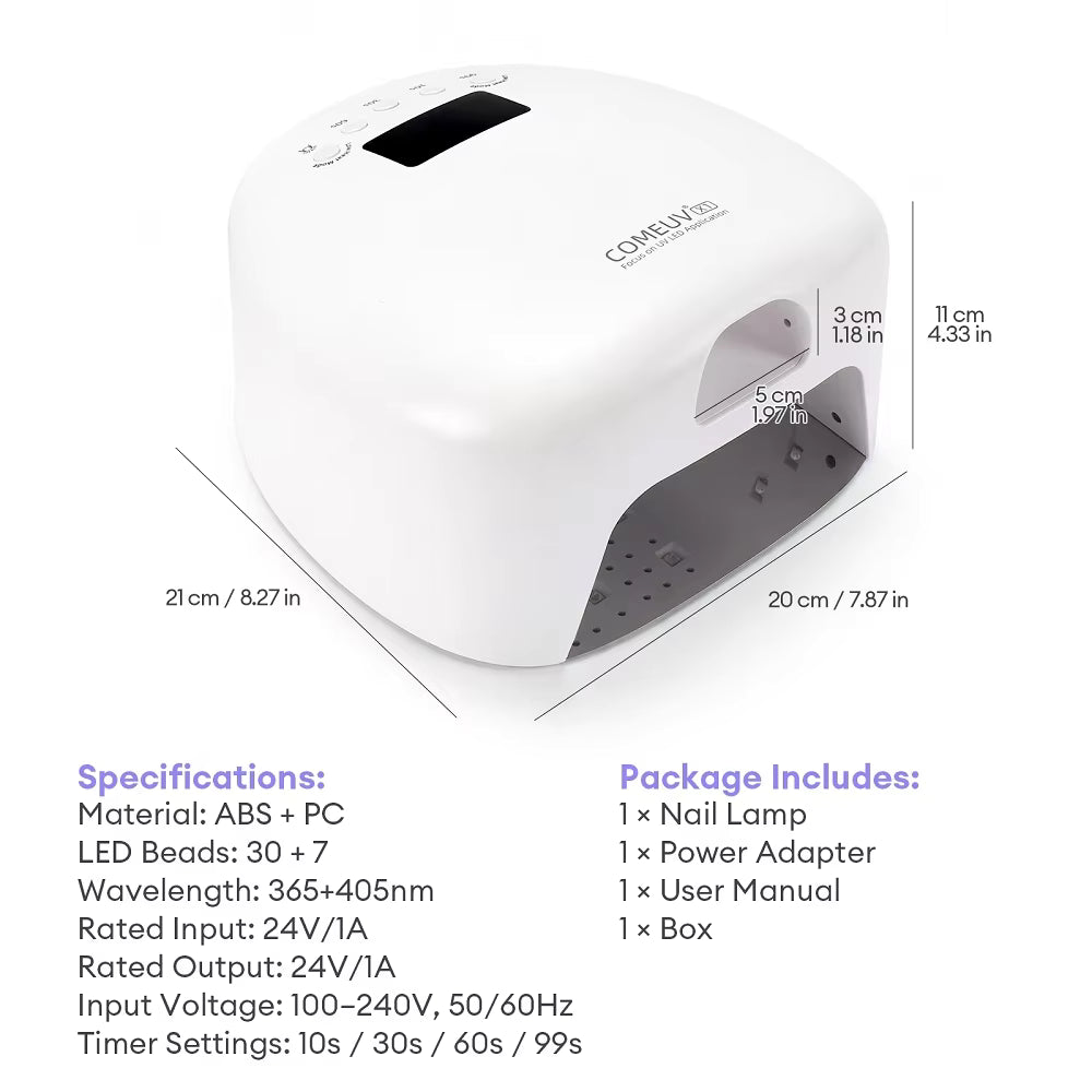 Dual-Zone LED Nail Lamp – Separate Thumb & Full-Hand Curing with Low Heat Mode